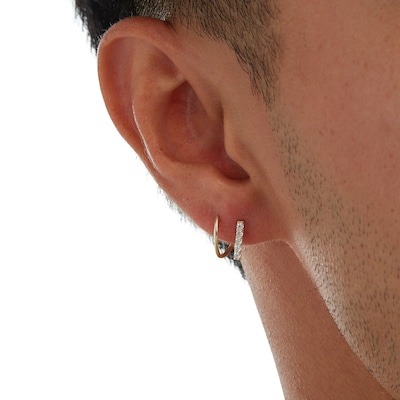 Cubic Zirconia Bar Swirl Threader Earrings in 10K Gold
