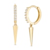 Thumbnail Image 1 of 10K Gold CZ Spike Drop Huggie Hoops