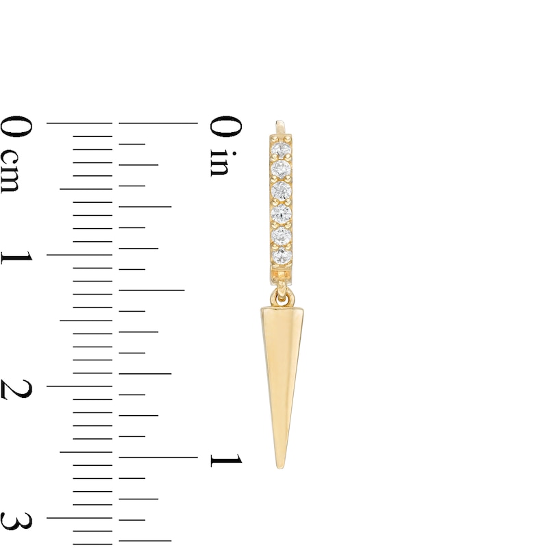 Main Image 2 of 10K Gold CZ Spike Drop Huggie Hoops