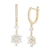 Pear-Shaped Cubic Zirconia Flower Drop Earrings in 10K Gold