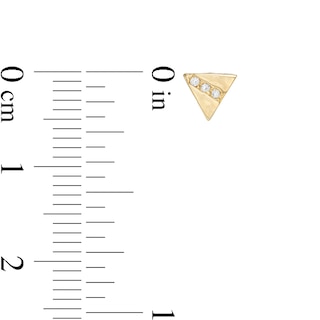 Cubic Zirconia Triangle Stud Earrings in 10K Gold