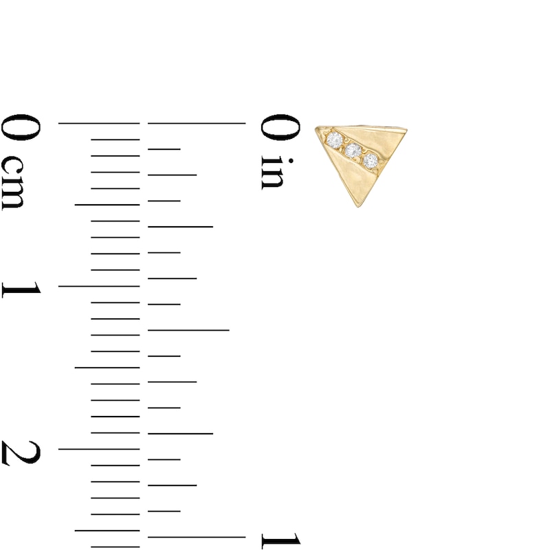 Main Image 2 of Cubic Zirconia Triangle Stud Earrings in 10K Gold