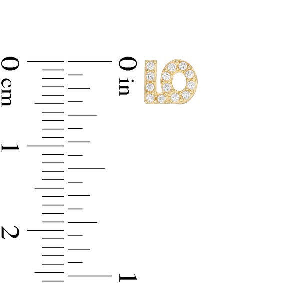 Cubic Zirconia "LOVE" Stud Earrings in 10K Gold