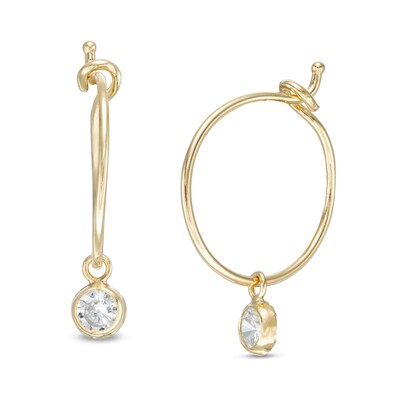 Cubic Zirconia Hoop Earrings in 10K Gold