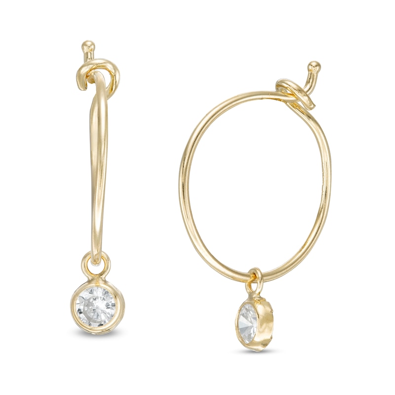 Cubic Zirconia Hoop Earrings in 10K Gold