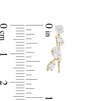 Marquise and Pear-Shaped Cubic Zirconia Cluster Crawler Earrings in 10K Gold