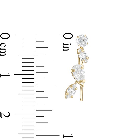 Marquise and Pear-Shaped Cubic Zirconia Cluster Crawler Earrings in 10K Gold