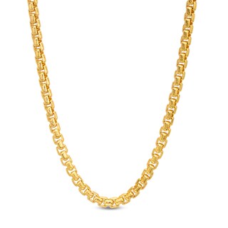 18K Gold Plated Oval Box Chain Made in Italy - 26"