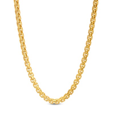 18K Gold Plated Oval Box Chain Made in Italy - 26"