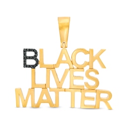 1/20 CT. T.W. Black Diamond &quot;Black Lives Matter&quot; Necklace Charm in Sterling Silver with 14K Gold Plate