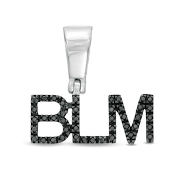 1/8 CT. T.W. Black Diamond &quot;BLM&quot; Empowerment Necklace Charm in Sterling Silver