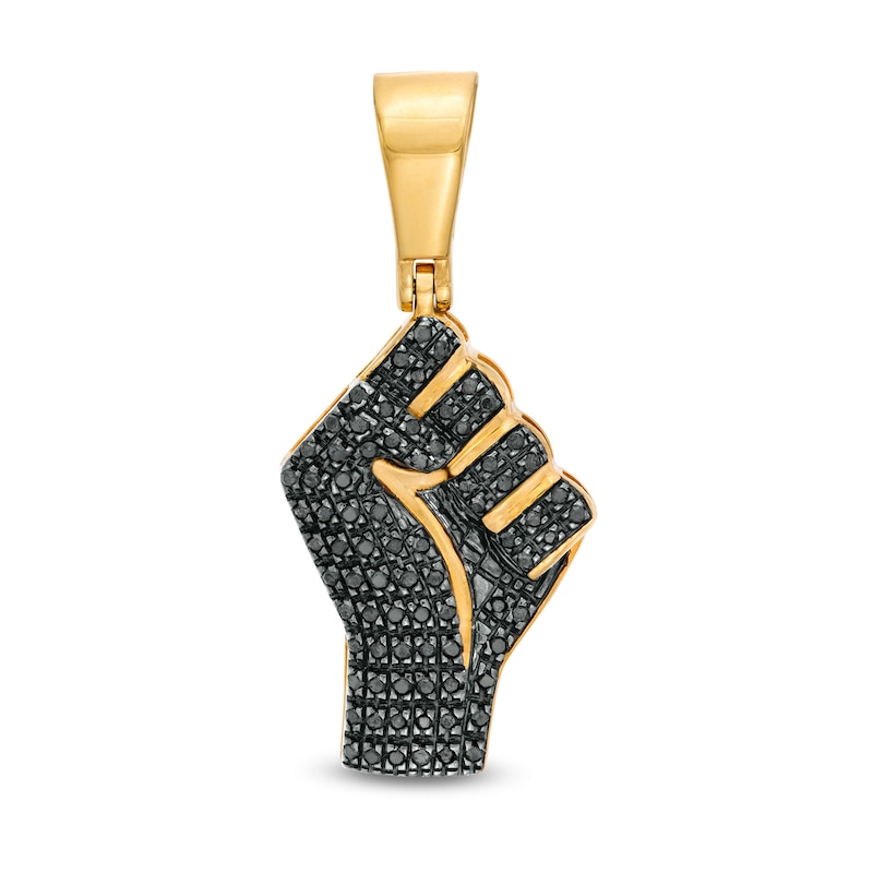Main Image 1 of 1/4 CT. T.W. Black Diamond Fist Symbol Empowerment Necklace Charm in Sterling Silver with 14K Gold Plate