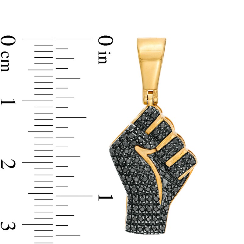 Main Image 2 of 1/4 CT. T.W. Black Diamond Fist Symbol Empowerment Necklace Charm in Sterling Silver with 14K Gold Plate