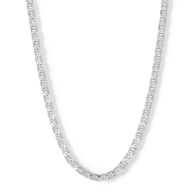 100 Gauge Solid Mariner Chain Necklace in Sterling Silver - 22"