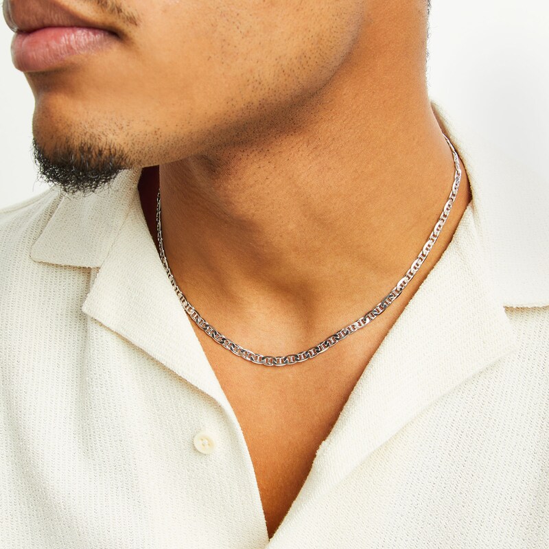 120 Gauge Solid Mariner Chain Necklace in Sterling Silver - 20"