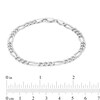 120 Gauge Solid Figaro Chain Bracelet in Sterling Silver - 7.5"