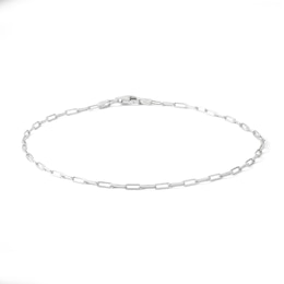060 Gauge Solid Curb Chain Paper Clip Anklet in Sterling Silver - 10&quot;