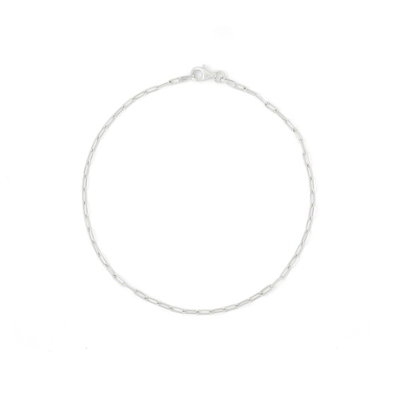 Solid Sterling Silver Curb Chain Paper Clip Anklet