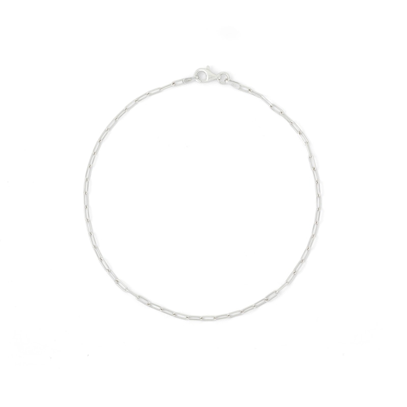 Main Image 2 of Solid Sterling Silver Curb Chain Paper Clip Anklet