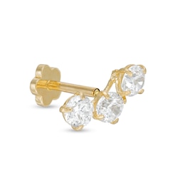 018 Gauge Cubic Zirconia Crawler-Style Cartilage Barbell in 14K Gold Tube