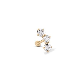 14K Tube Gold CZ Crawler-Style Stud - 18G 5/16"