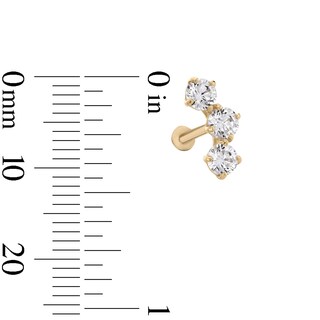 14K Tube Gold CZ Crawler-Style Stud - 18G 5/16"