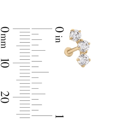 14K Tube Gold CZ Crawler-Style Stud - 18G 5/16"