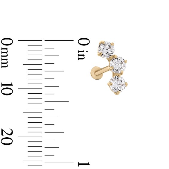 14K Tube Gold CZ Crawler-Style Stud - 18G 5/16"