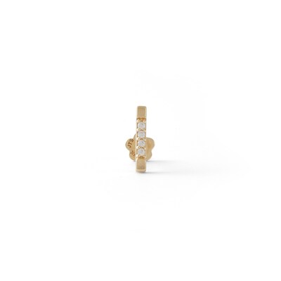 14K Tube Gold CZ Bar Stud - 18G 5/16"