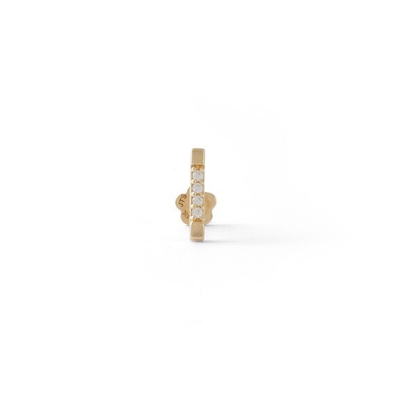 14K Tube Gold CZ Bar Stud - 18G 5/16"