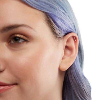 14K Tube Gold CZ Bar Stud - 18G 5/16"