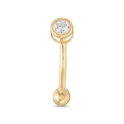 016 Gauge Cubic Zirconia Eyebrow Barbell in Solid 10K Gold
