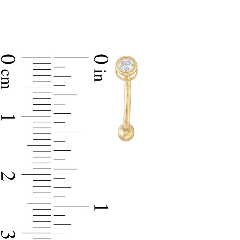Main Image 2 of 016 Gauge Cubic Zirconia Eyebrow Barbell in Solid 10K Gold