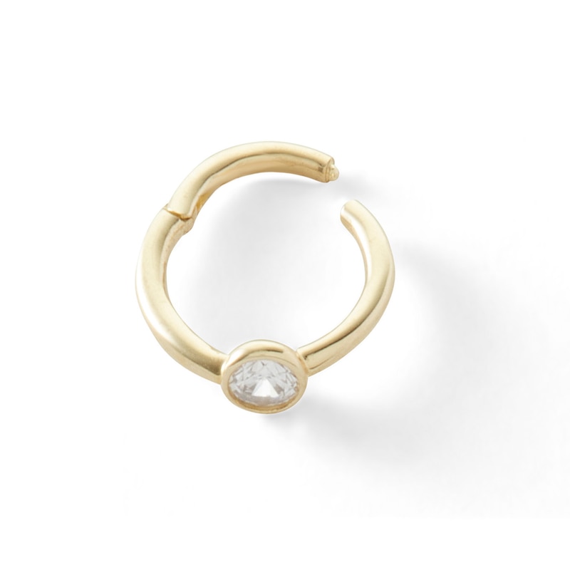 Main Image 4 of 10K Solid Gold CZ Clicker Hoop - 16G