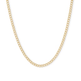 060 Gauge Beveled Curb Chain Necklace in 14K Hollow Gold - 18&quot;