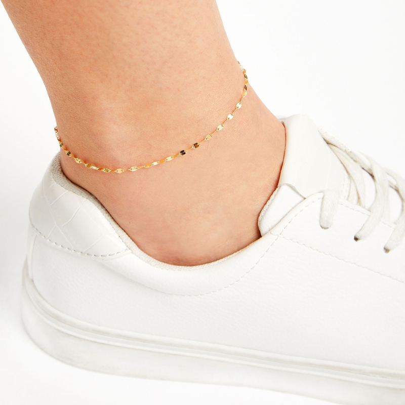 030 Gauge Forzatina Chain Anklet in 10K Solid Gold - 10"