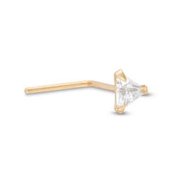 14K Semi-Solid Gold CZ Triangle L-Shape Nose Ring - 24G 1/4&quot;