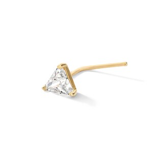 14K Semi-Solid Gold CZ Triangle L-Shape Nose Ring