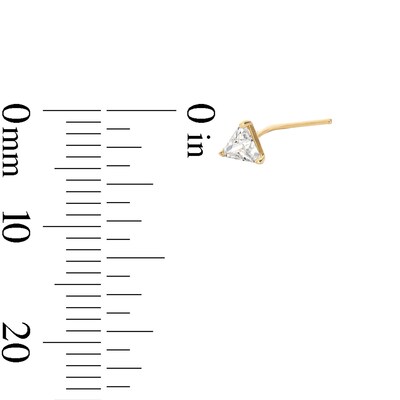 14K Semi-Solid Gold CZ Triangle L-Shape Nose Ring