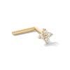 Thumbnail Image 0 of 14K Semi-Solid Gold CZ Four-Stone Flower L-Shape Nose Ring - 20G 1/4"