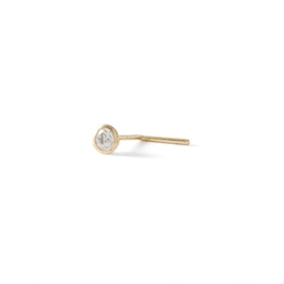 14K Semi-Solid Gold CZ Bezel L-Shape Nose Ring - 20G 1/4&quot;
