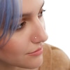 Thumbnail Image 1 of 14K Semi-Solid Gold CZ Bezel L-Shape Nose Ring - 20G 1/4"