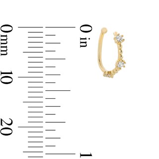 10K Solid Gold CZ and Bead Nose Hoop - 20G 5/16"