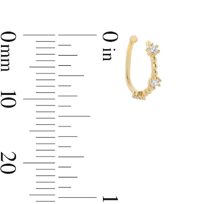 10K Solid Gold CZ and Bead Nose Hoop - 20G 5/16"