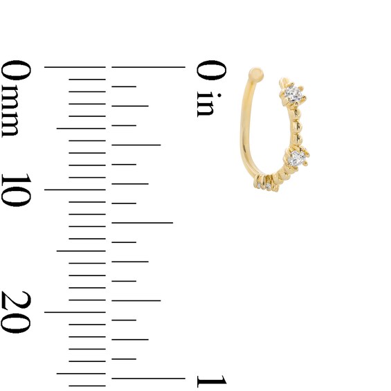 10K Solid Gold CZ and Bead Nose Hoop - 20G 5/16"