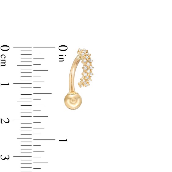 014 Gauge Cubic Zirconia Top-Down Belly Button Ring in 10K Semi-Solid Gold