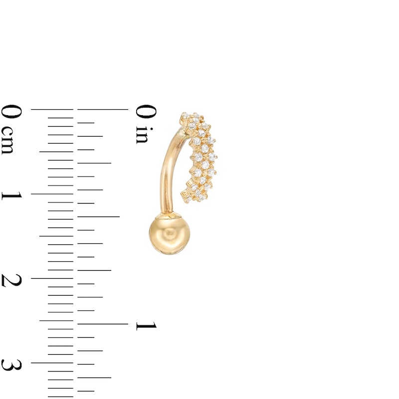 Main Image 2 of 014 Gauge Cubic Zirconia Top-Down Belly Button Ring in 10K Semi-Solid Gold