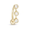 Thumbnail Image 1 of 014 Gauge 3mm Cubic Zirconia Three Stone Bubble Dangle Top-Down Belly Button Ring in 10K Gold