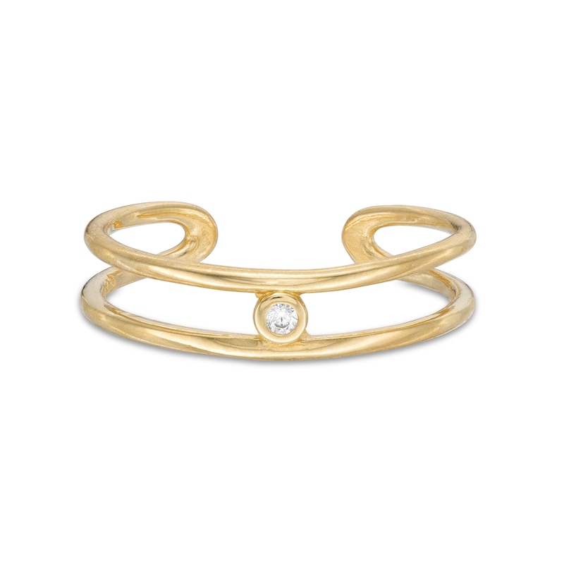 Cubic Zirconia Open Shank Toe Ring in 10K Gold