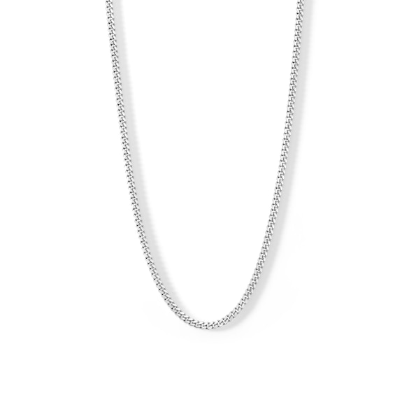 100 Gauge Cuban Curb Chain Necklace in Solid Sterling Silver - 20"